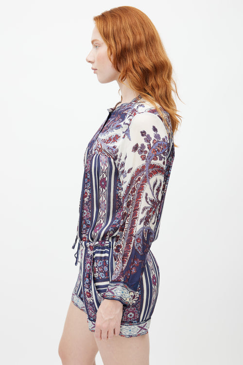 Isabel Marant Étoile Purple & Multicolour Print Longsleeve Romper