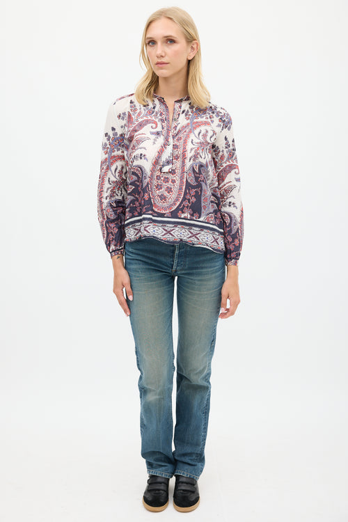 Isabel Marant Étoile Purple & Multicolour Cotton Floral Paisley Top