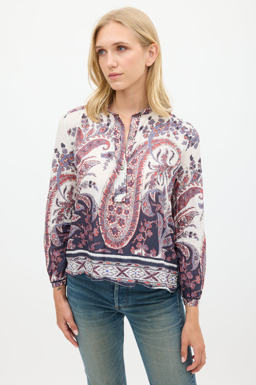 Isabel Marant Étoile Purple & Multicolour Cotton Floral Paisley Top