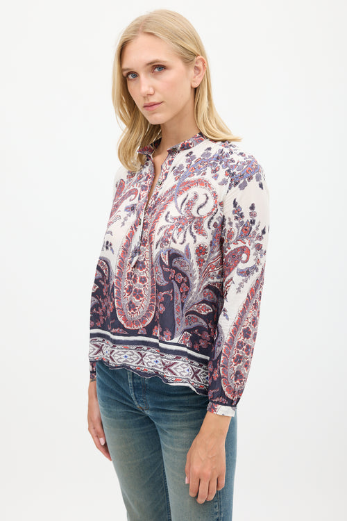 Isabel Marant Étoile Purple & Multicolour Cotton Floral Paisley Top
