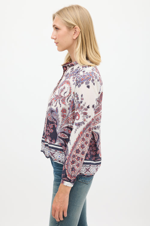 Isabel Marant Étoile Purple & Multicolour Cotton Floral Paisley Top