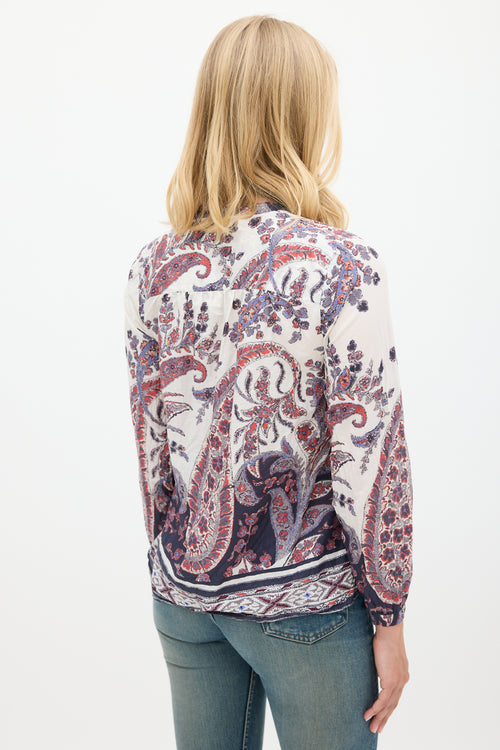 Isabel Marant Étoile Purple & Multicolour Cotton Floral Paisley Top