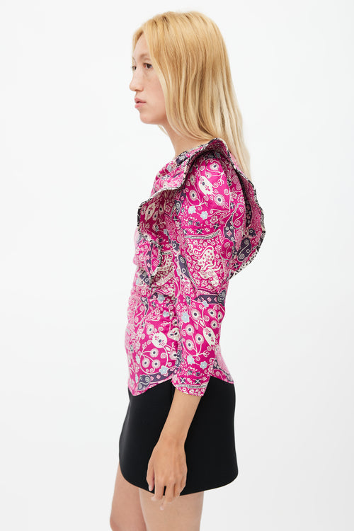 Isabel Marant Étoile Purple & Multicolour Floral One Shoulder Top