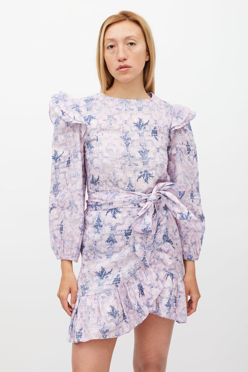 Isabel Marant Étoile Purple & Navy Linen Telicia Floral Dress