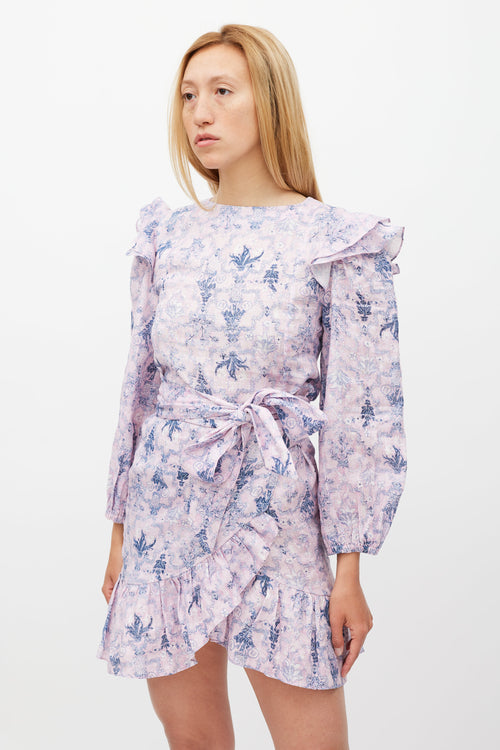 Isabel Marant Étoile Purple & Navy Linen Telicia Floral Dress