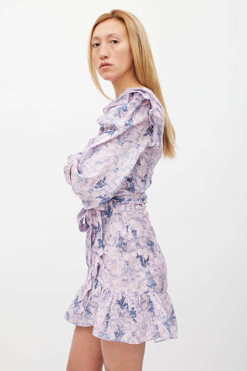Isabel Marant Étoile Purple & Navy Linen Telicia Floral Dress