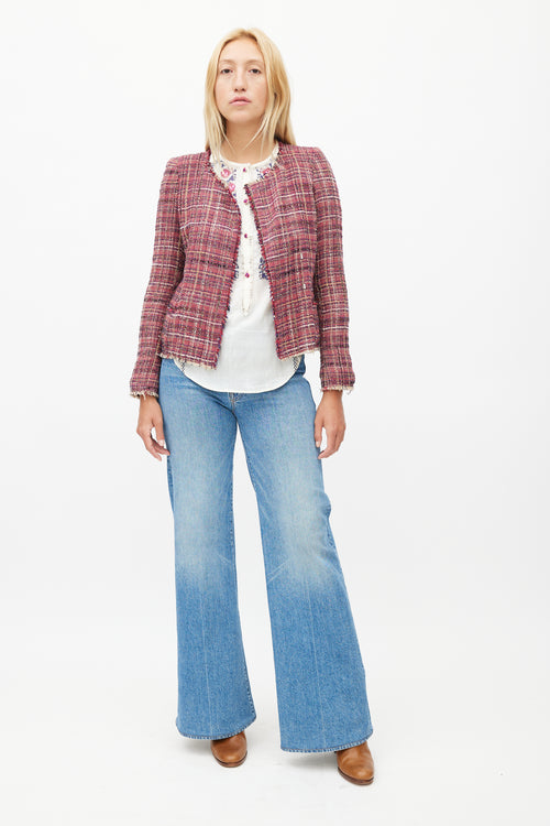 Isabel Marant Étoile Red & Multicolour Tweed Blazer