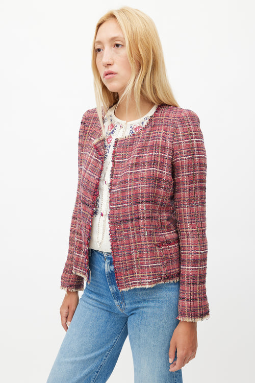 Isabel Marant Étoile Red & Multicolour Tweed Blazer