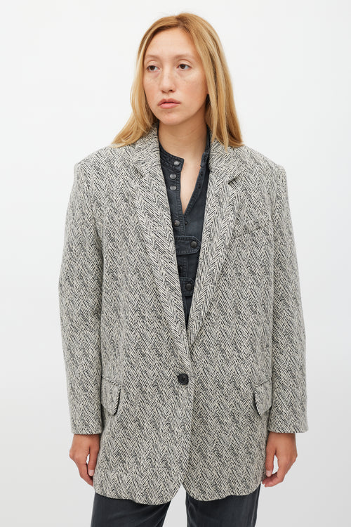 Isabel Marant Étoile White & Black Herringbone Cikaito Coat