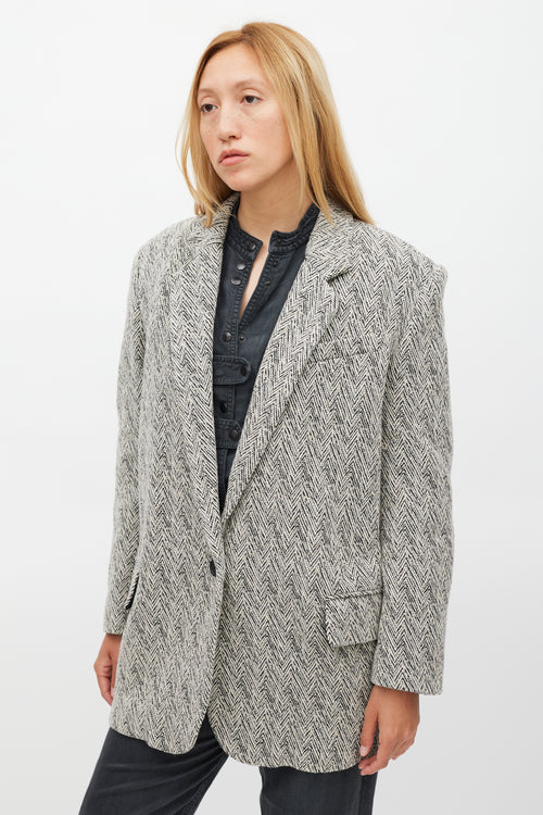 Isabel Marant Étoile White & Black Herringbone Cikaito Coat