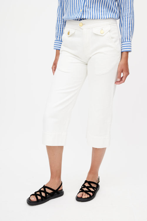 Isabel Marant Étoile White & Gold Cropped Trouser