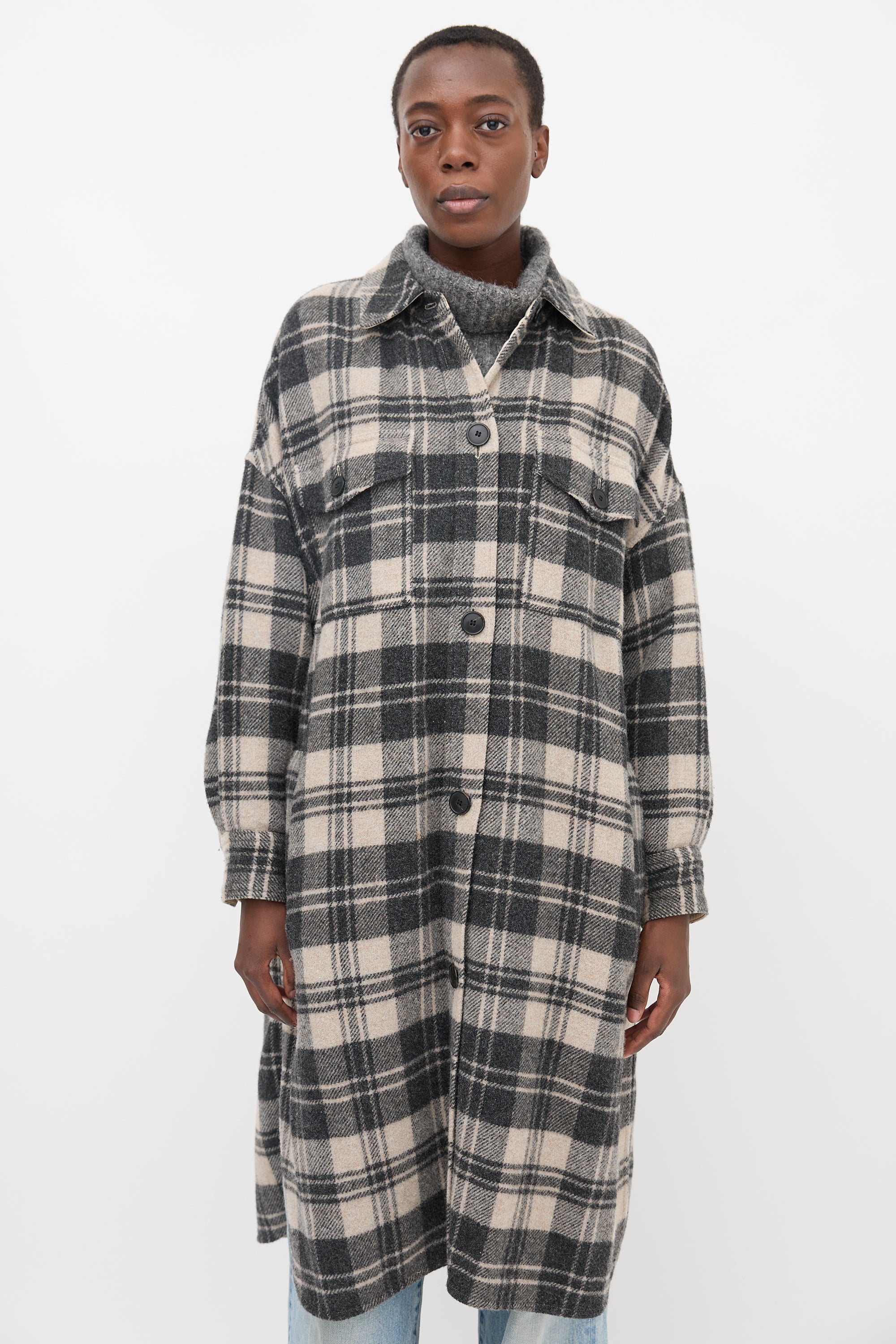 Isabel Marant Étoile Wool Fontia Plaid Coat
