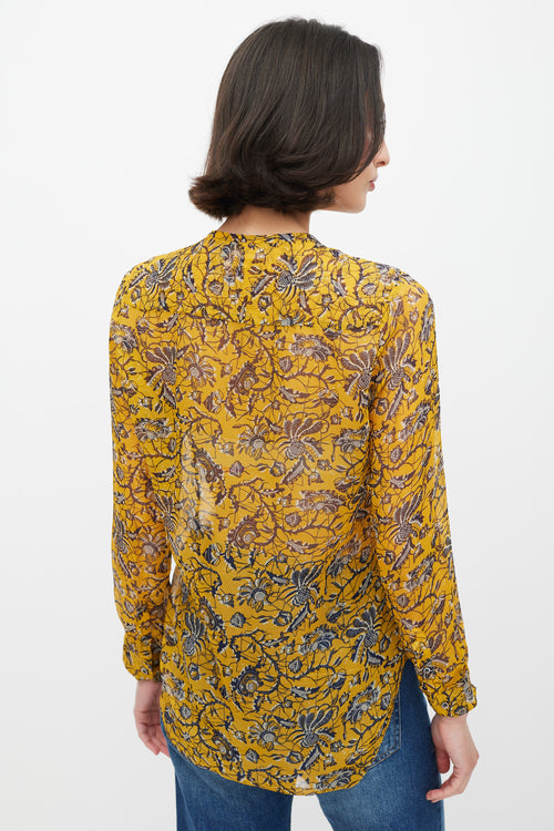 Isabel Marant Étoile Yellow & Black Floral Silk Top