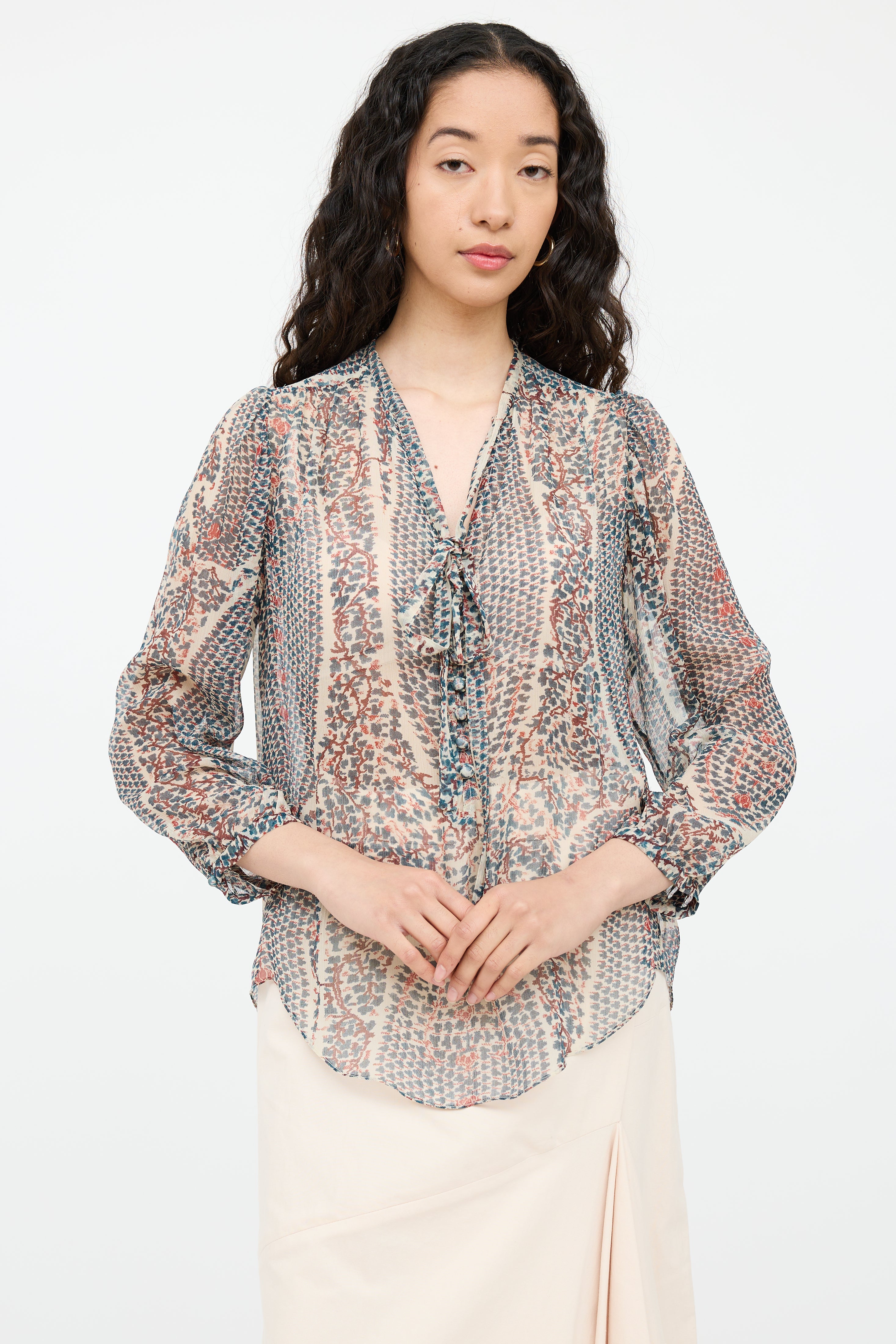 Pattern Sheer Blouse