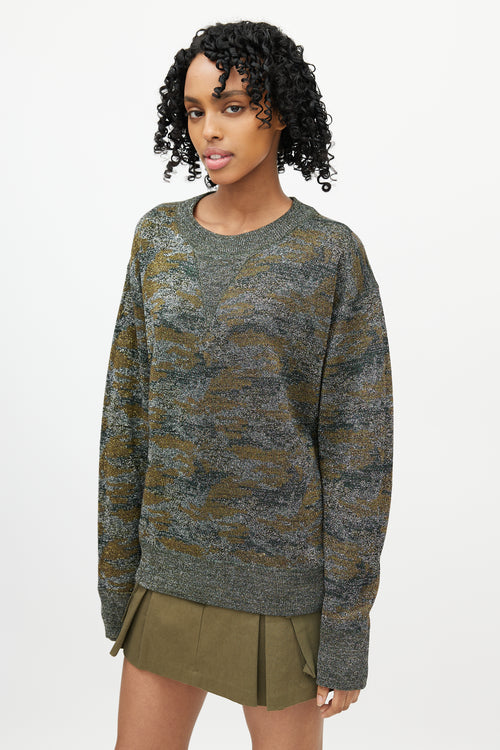 Isabel Marant Grey & Gold Metallic Knit Sweater