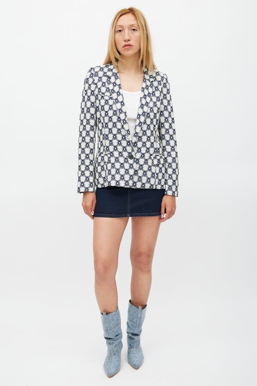 Isabel Marant Grey & Navy Ornate Tile Printed Blazer