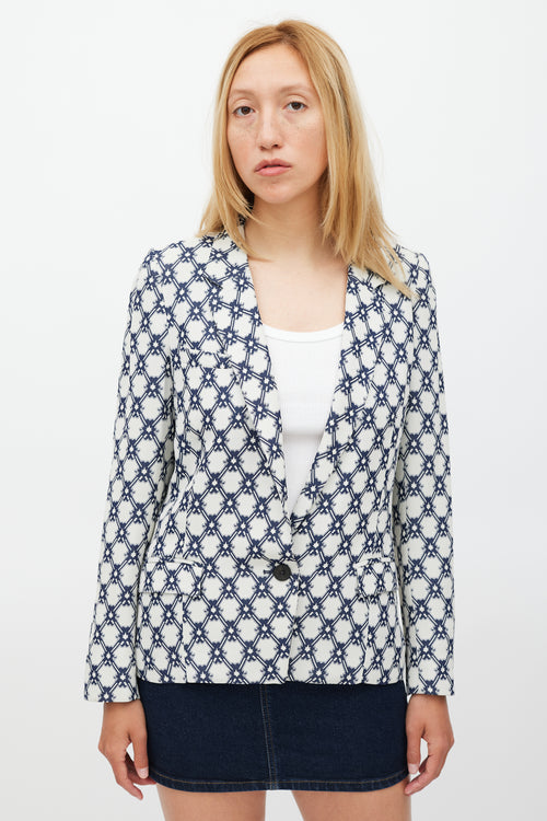 Isabel Marant Grey & Navy Ornate Tile Printed Blazer