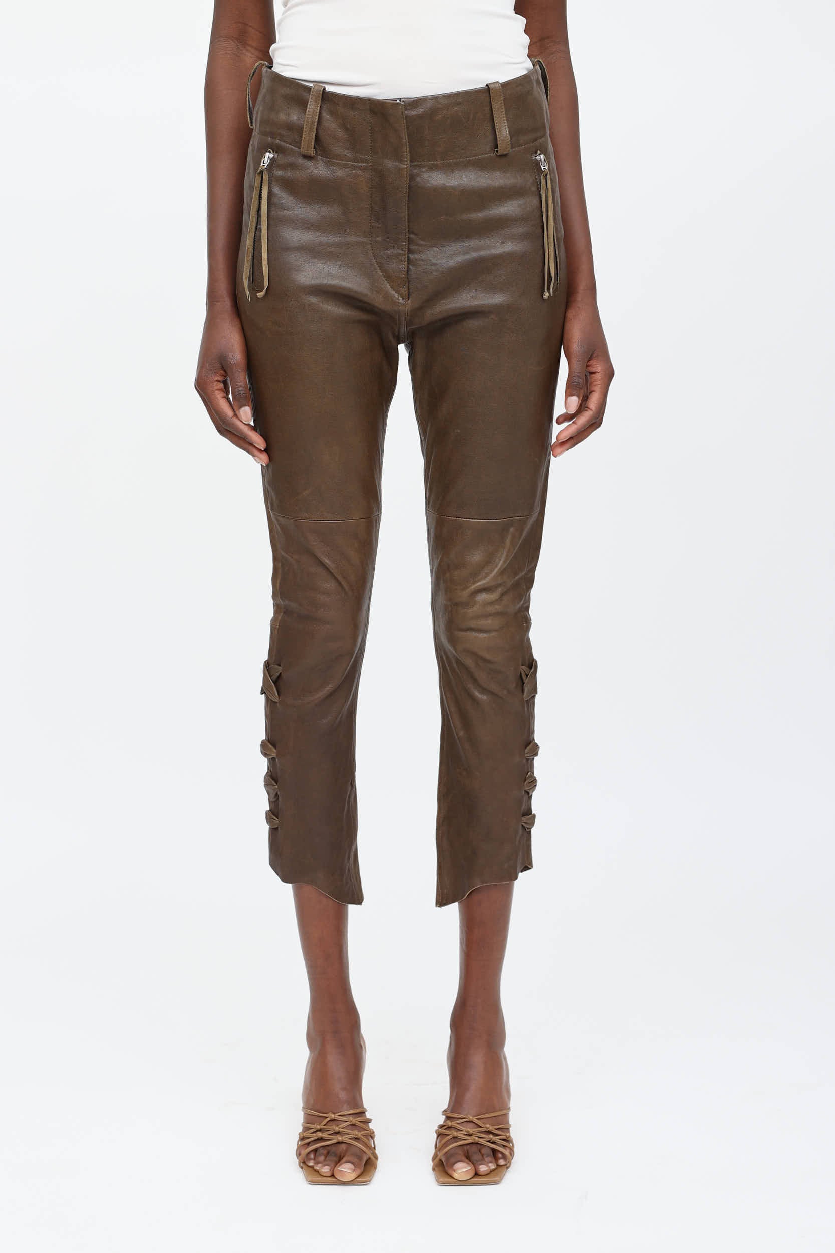 Isabel Marant Leather Lace Up Capri Pant