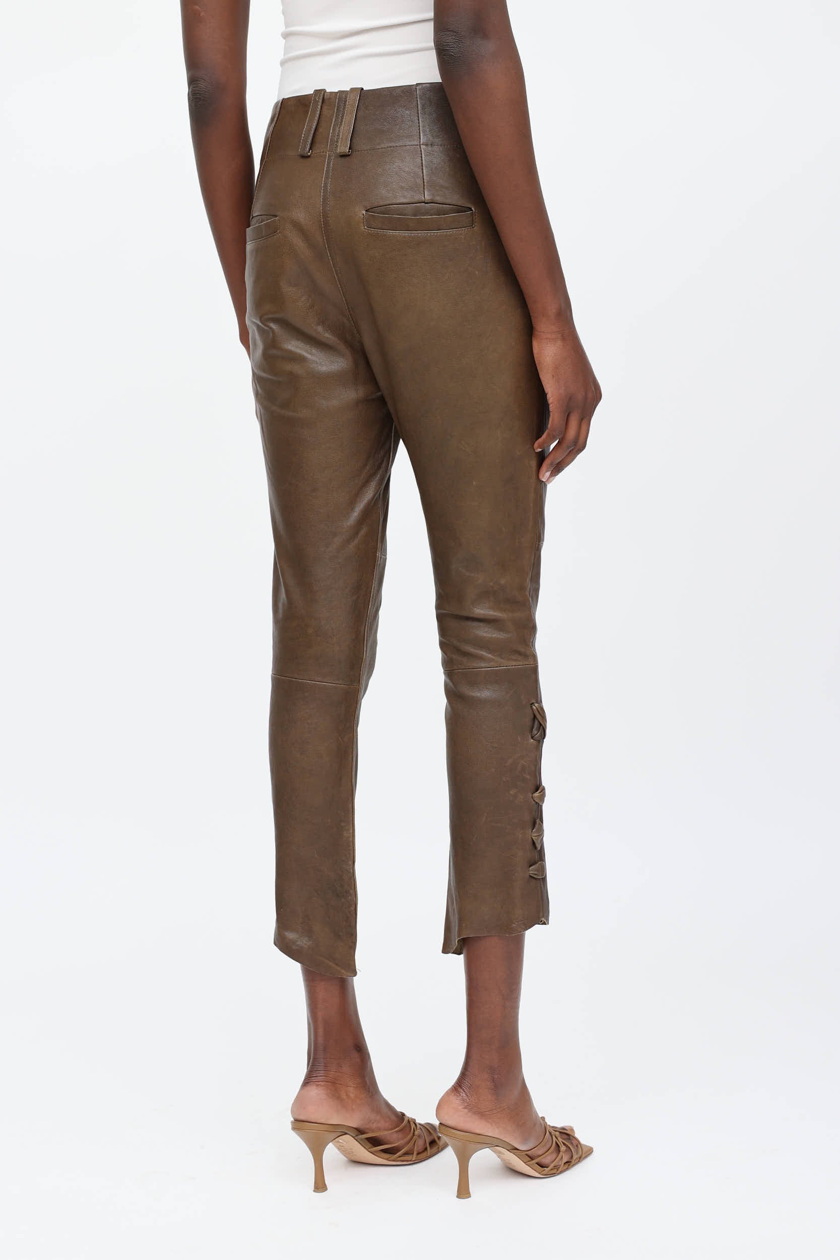 Isabel Marant Leather Lace Up Capri Pant