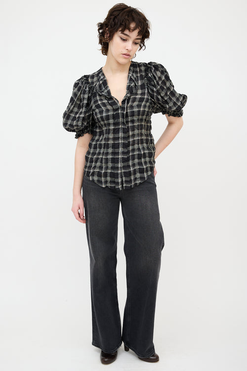 Isabel Marant Plaid Ruffle Blouse