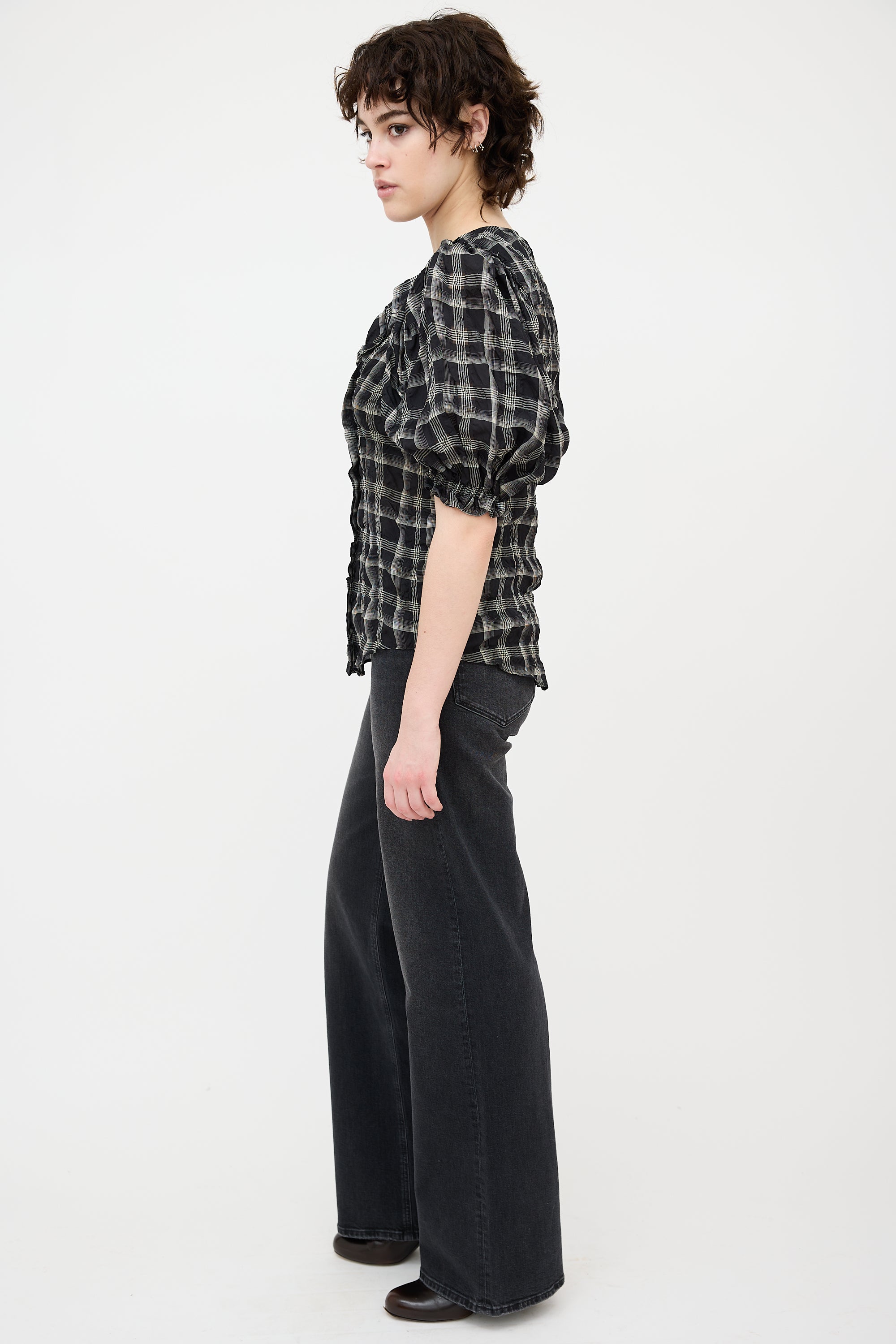 Isabel Marant Plaid Ruffle Blouse