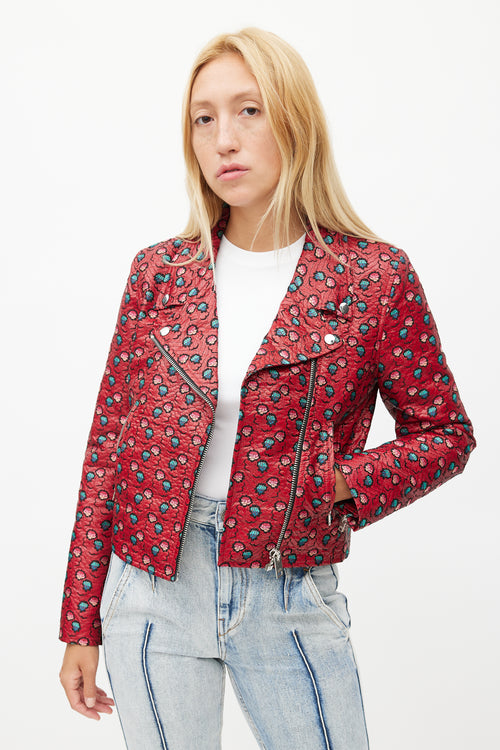 Isabel Marant Red & Multicolour Floral Rider Jacket