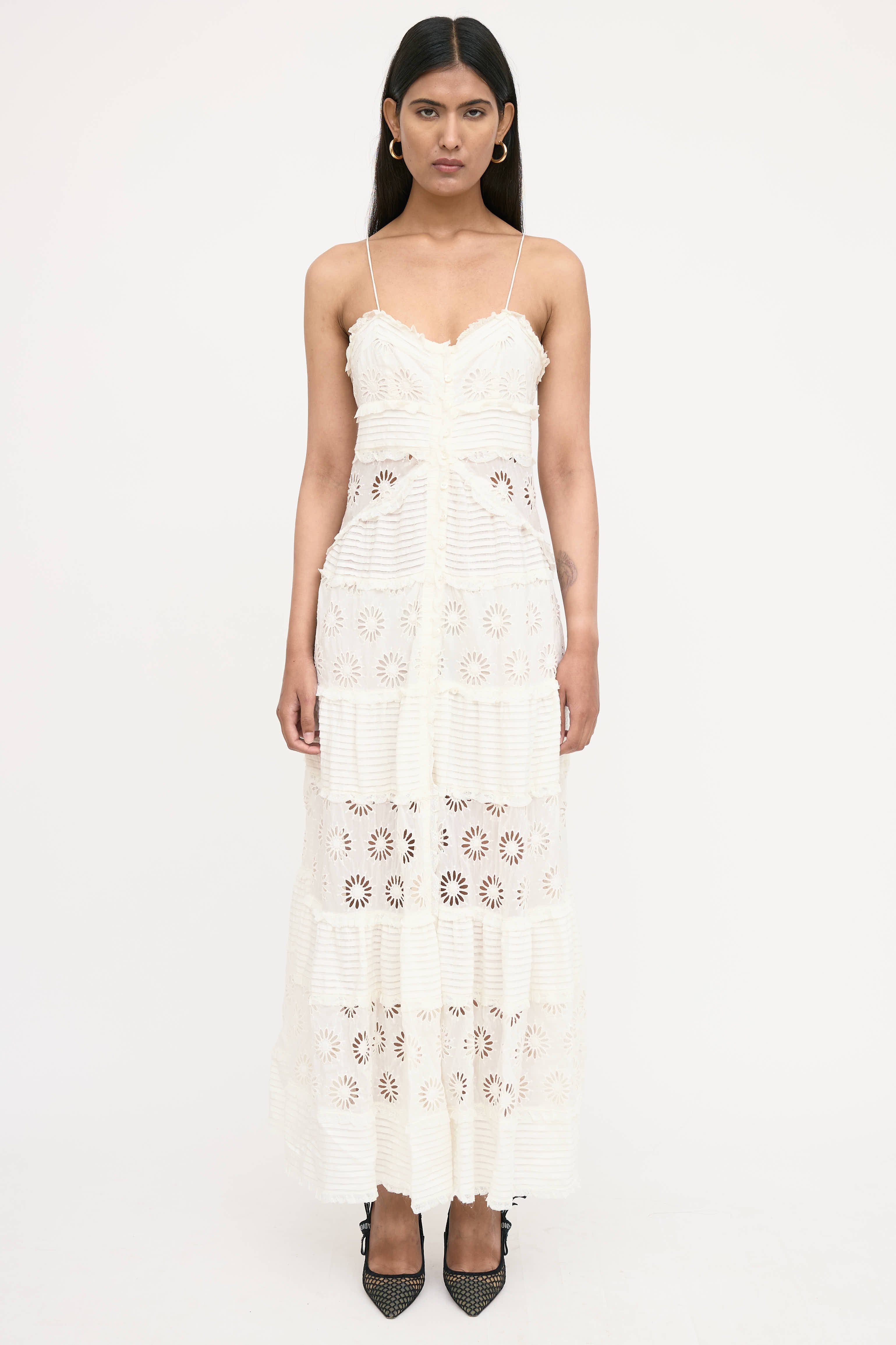 Isabel Marant Floral Eyelet Pleated Drake Dress