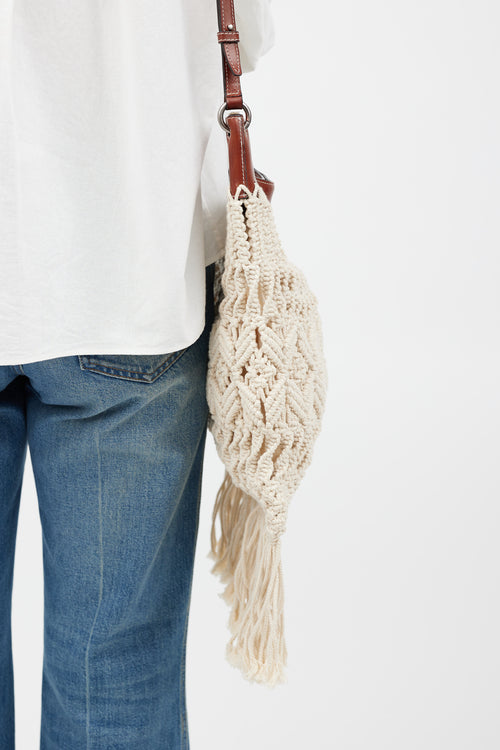 Isabel Marant Cream & Brown Teomia Macrame Bag