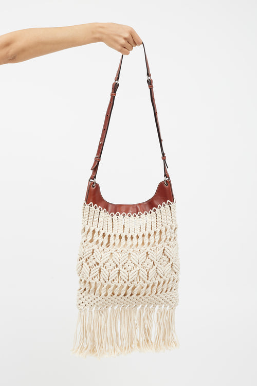 Isabel Marant Cream & Brown Teomia Macrame Bag