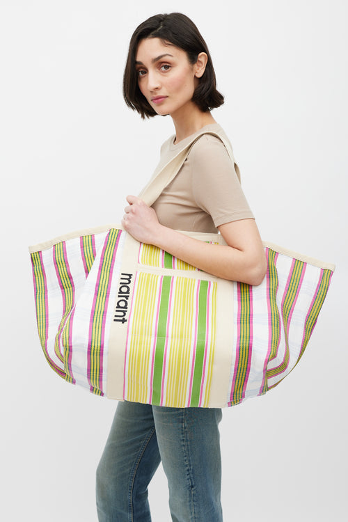 Isabel Marant Yellow & Multicolour Striped Darwen Tote Bag