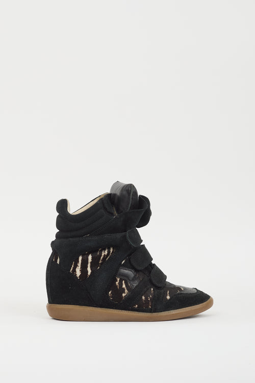 Isabel Marant Black & Multi Over Basket Bennett Wedge Sneaker