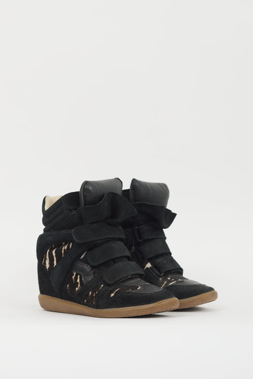 Isabel Marant Black & Multi Over Basket Bennett Wedge Sneaker
