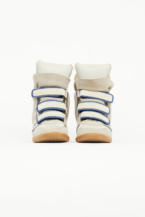 Isabel Marant Beige & Blue Suede Wila Sneaker Wedge