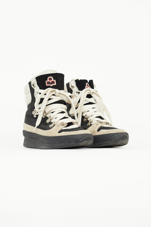 Isabel Marant Black & Beige Brendty Lace Up Boot