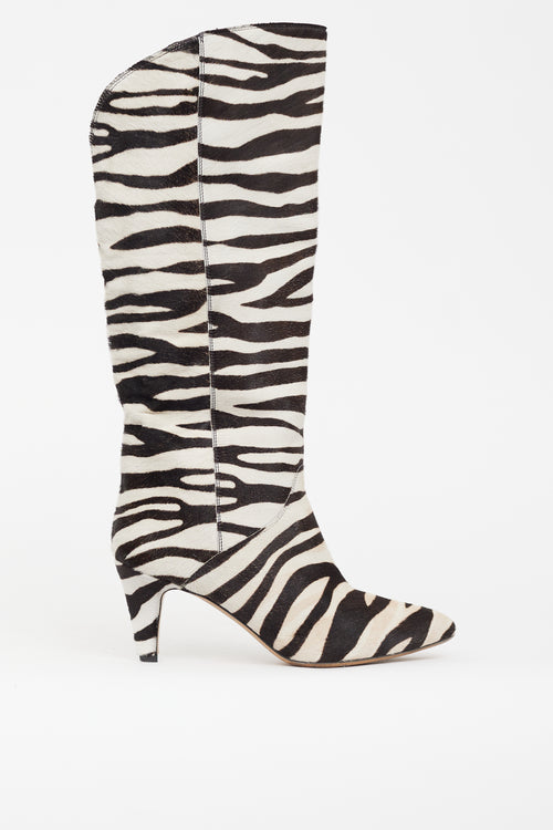Isabel Marant White & Brown Embellished Heeled Boot