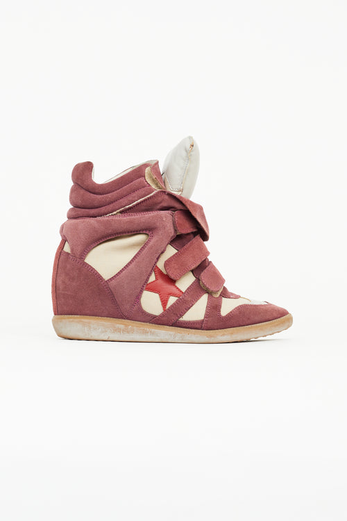 Isabel Marant Burgundy & Beige Bayley Sneaker Wedge
