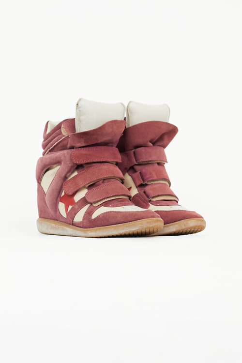 Isabel Marant Burgundy & Beige Bayley Sneaker Wedge