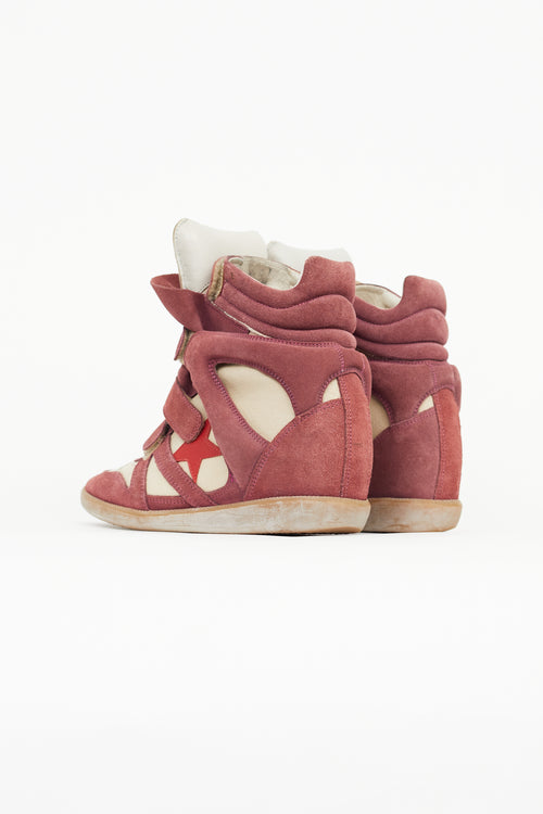 Isabel Marant Burgundy & Beige Bayley Sneaker Wedge