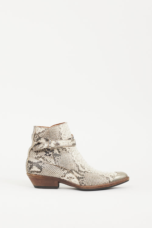 Isabel Marant Cream & Silver Leather Donee Embossed Boot