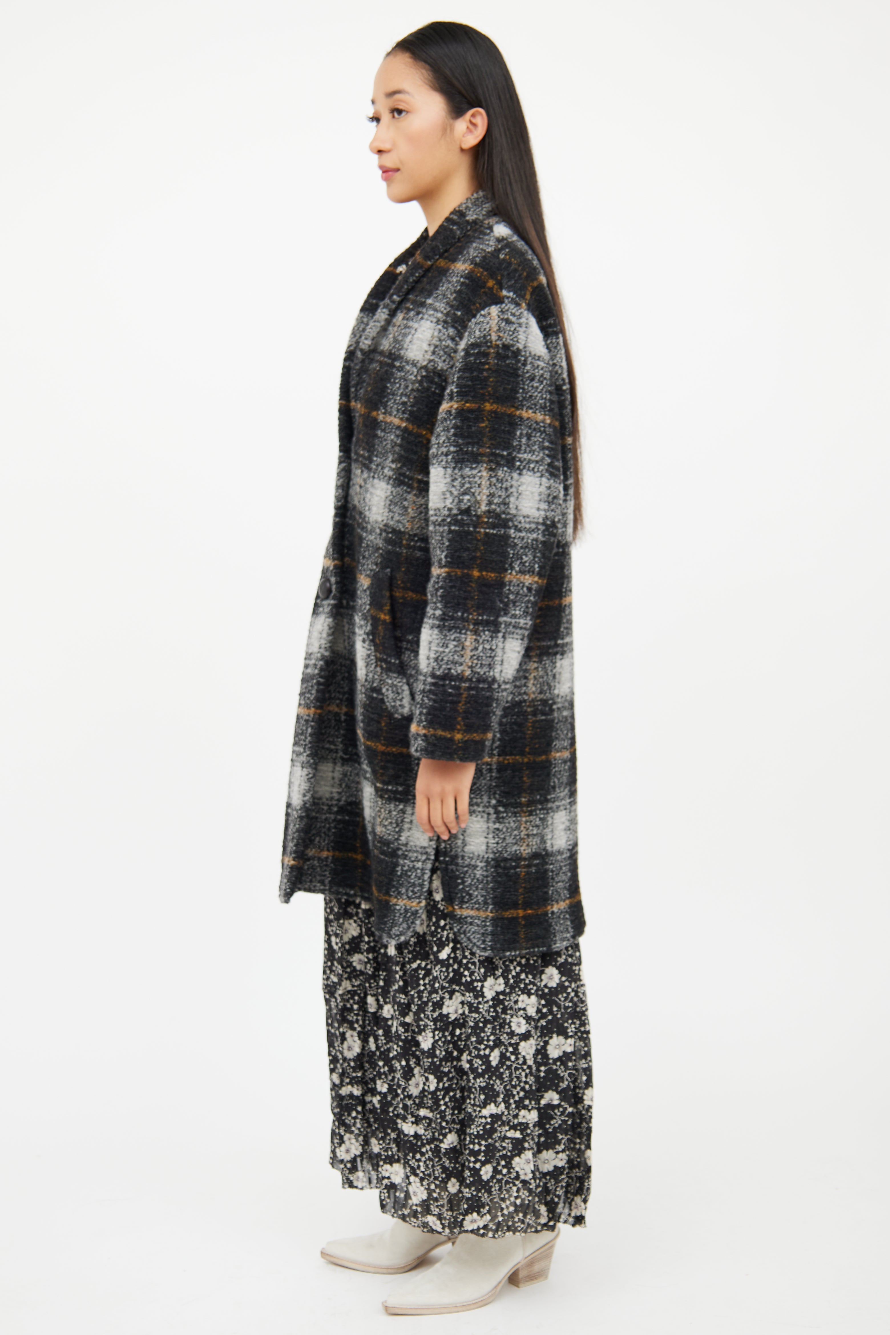 Isabel Marant Étoile Grey Multi Colour Plaid Wool Coat