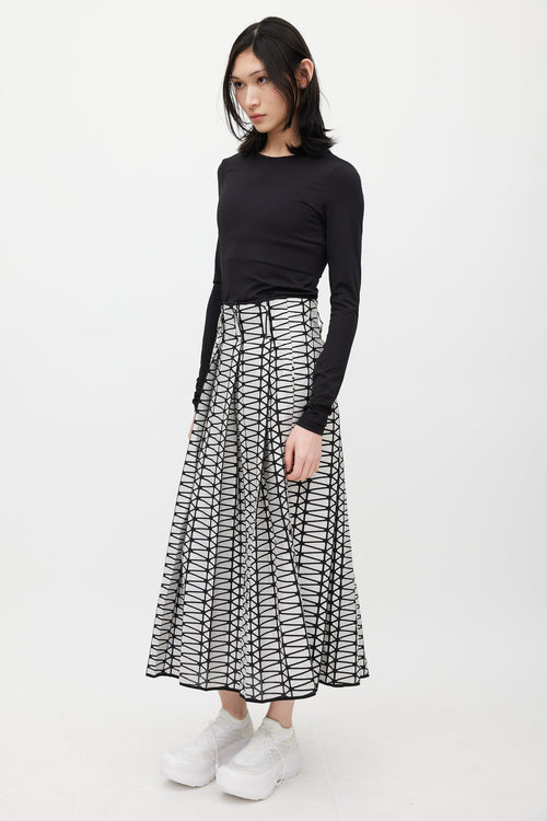 Issey Miyake Black & White Geometric Skirt
