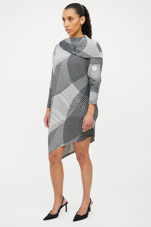 Issey Miyake Black & White Pleated Dress