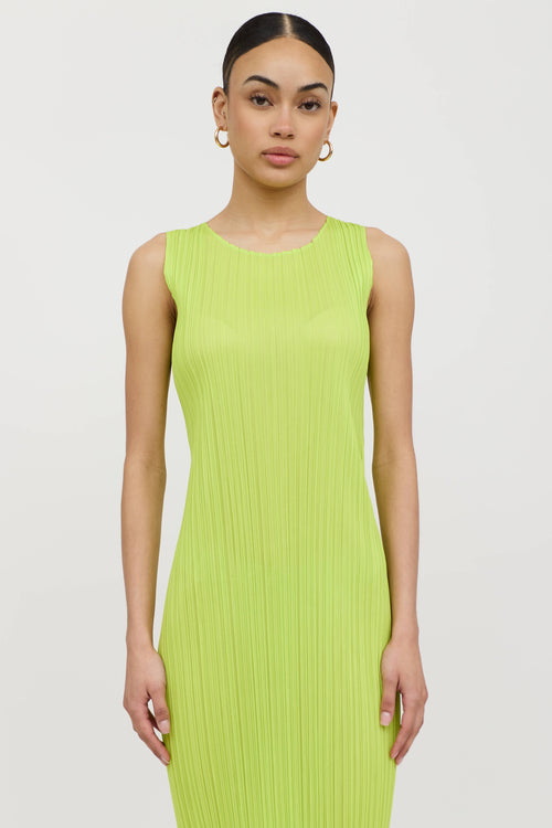 Pleats Please Issey Miyake Pleated Neon Maxi Dress