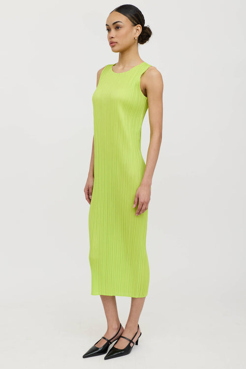 Pleats Please Issey Miyake Pleated Neon Maxi Dress