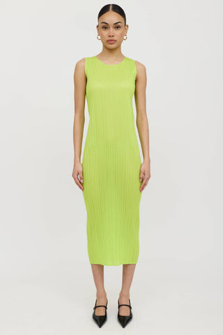 Pleats Please Issey Miyake Pleated Neon Maxi Dress