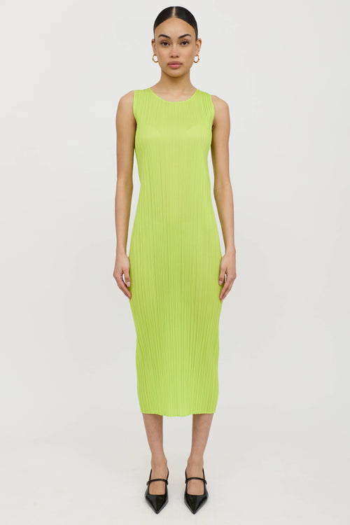 Pleats Please Issey Miyake Pleated Neon Maxi Dress