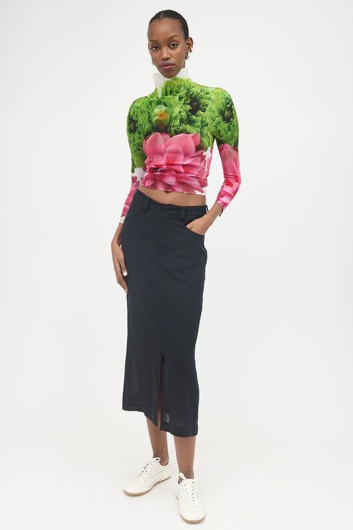 Issey Miyake Linen Midi Skirt