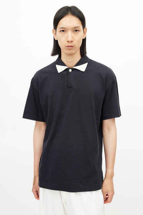 Issey Miyake Navy & White Polo Shirt