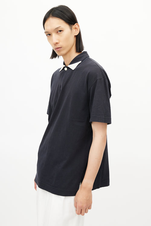 Issey Miyake Navy & White Polo Shirt