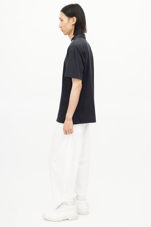 Issey Miyake Navy & White Polo Shirt